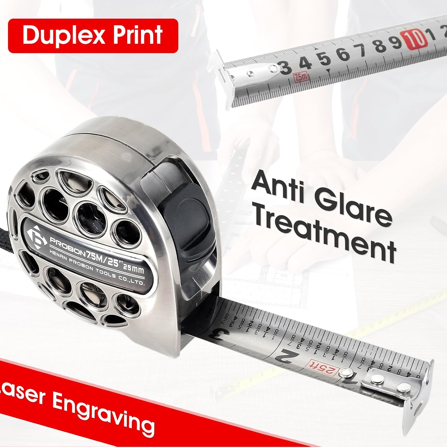 7.5m Corrosion-Resistant Stainless Steel Telescopic Metric Ruler – Precision in Every Measure!