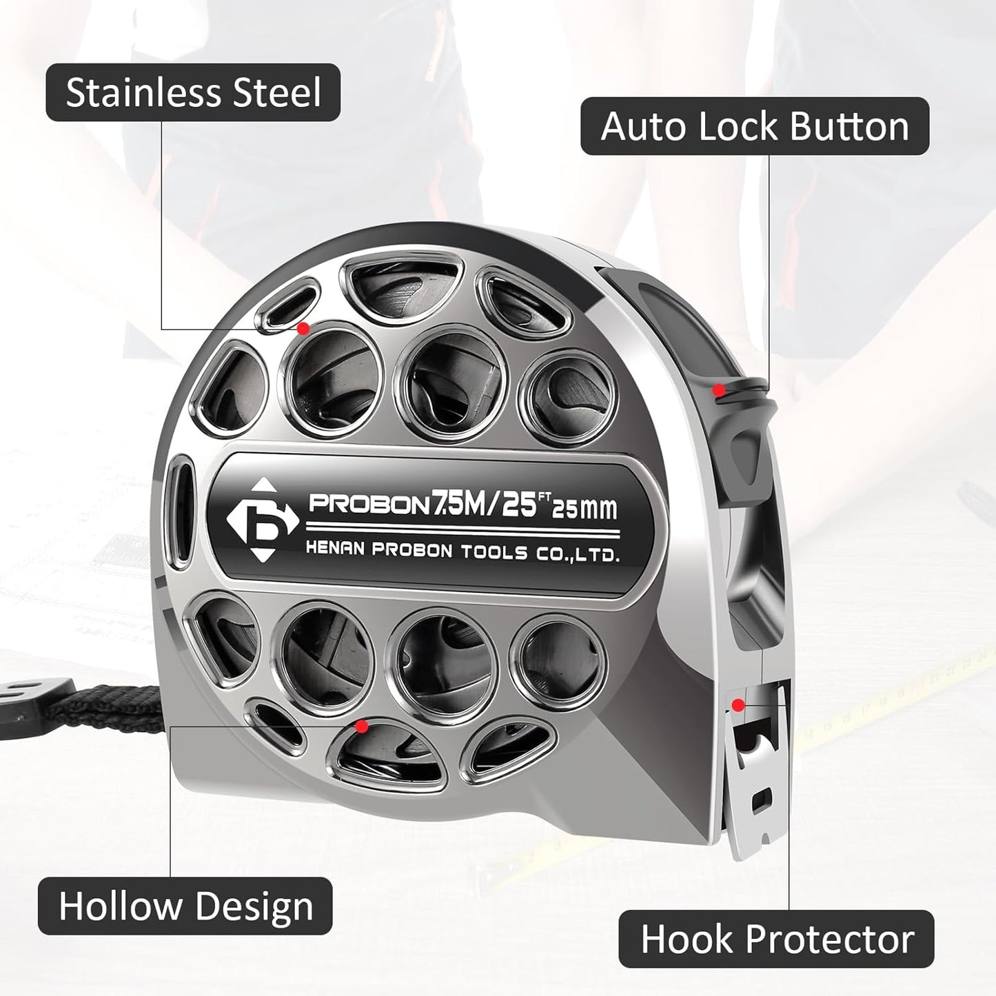 7.5m Corrosion-Resistant Stainless Steel Telescopic Metric Ruler – Precision in Every Measure!