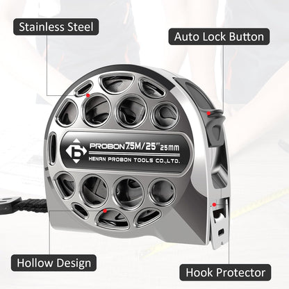 7.5m Corrosion-Resistant Stainless Steel Telescopic Metric Ruler – Precision in Every Measure!